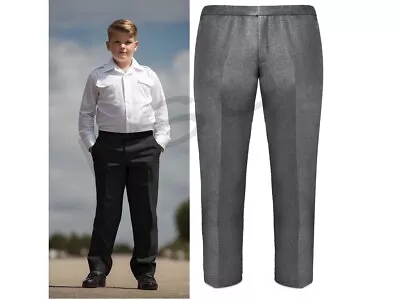Kids Sturdy Fit School Trousers Plus Size Half Elasticated  4/5y Up To 15/16y • £12.99