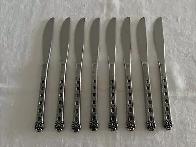 Vintage Retro Oneida San Francisco Stainless Steel Set 7 Entree Knives Cutlery • $30