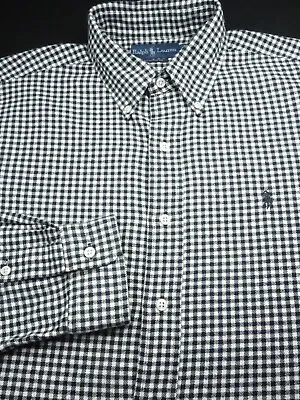 Polo Ralph Lauren Button Flannel Shirt -l White Black Tan Check -classic -pony • $9.99