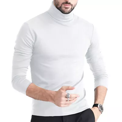 Men Turtle Neck Top Slim Fit Stretch Shirt Long Sleeve Jumper Pullover Sweater • $18.99