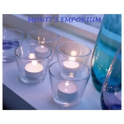 TEA LIGHT Candle Holders 4 Pack IKEA Galej Glass + 4 FREE TEA LIGHT CANDLES NEW • £3.70