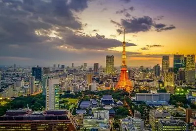 Sunset View Of Tokyo Skyline Cityscape Japan Photo Laminated Poster 36x24 • $16.98