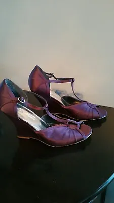 Michaelangelo  Whitley  Women's  Purple Satin Wedge Open Toe Formal Shoe Size 9m • $45