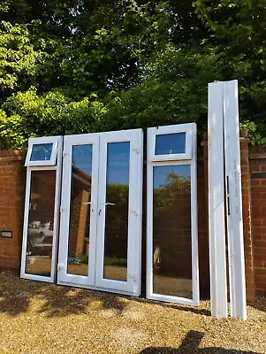 £255 • Buy Exterior External Upvc Double Glazed French Doors In Frame & Side Windows