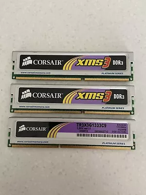 Corsair XMS3 DDR3 3GB TR3X3G133C9  DDR3-1333MHz Platinum Series KIT (3 Sticks) • £9.99