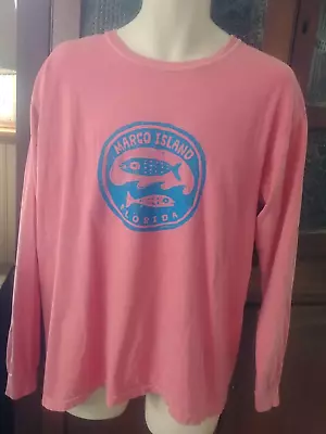 Comfort Colors Marco Island Gulf Coast Florida Long Sleeve Coral T-Shirt Size L • $5.38