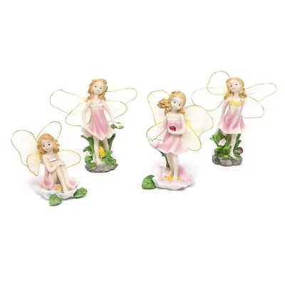 AKORD Resin Garden Ornament Home & Outdoor Decor Flower Fairies Set Of 4 • £7.99