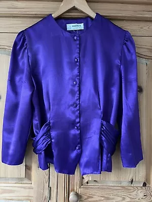 Vintage 80’s Purple Prince Silky Blouse Dynasty Romantic Puff Dorothy Perkins • £10