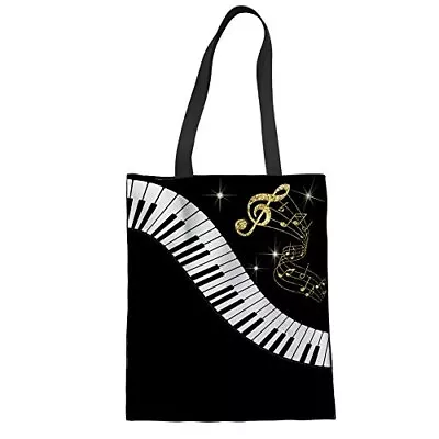 Piano Music Notes Linen Tote Bag Fashion Shoulder Bag For Women Girl • $19.69