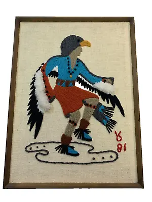 Kachina Eagle Dancer Wall Needlepoint Art Embroidery Artwork Southwest Folk Art • $49.97