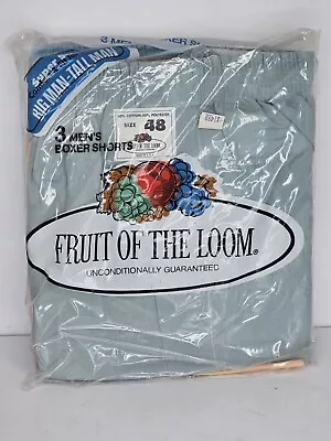 Vintage Fruit Of The Loom Mens Boxer Shorts 3 Pack Size 48 Big & Tall 1980 • $18.88