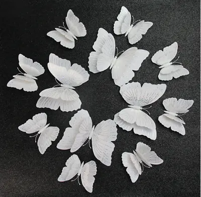 12PCs PVC Butterfly 3D Sticker Magnet Wall Decors Art Window Home Decoration UK • £3.39