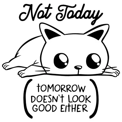 5.1  NOT TODAY CAT Vinyl Decal Sticker Car Window Laptop Lazy Kitty Bad Day • £3.89