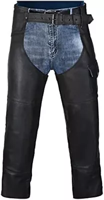 HWK All-Weather Motorcycle Leather Chaps For Men And Women Waist 48  - Black • $35