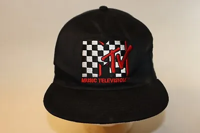 MTV Snapback Black Hat Cap Checkerboard Bill Music Television • $9.99