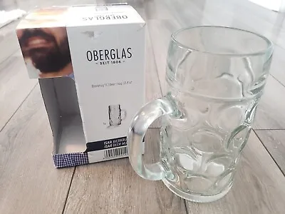 Oberglas Austria 1L 33.8 Oz Heavy Clear Glass Beer Stein Mug Tankard Drinkware • $29.99