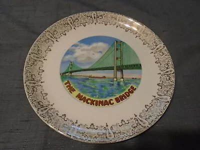 Vintage Mackinac Bridge Michigan Souvenir Plate With Freighters • $6.99