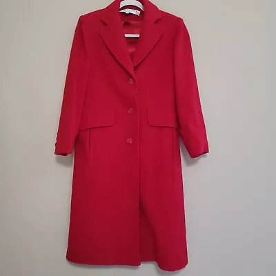 Vintage Evan Picone Women’s Long Red 100% Wool Coat Medium Small FLAW • $45