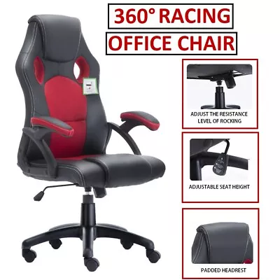 Office Chair Executive Racing Gaming Swivel Pu Leather Sport Computer Desk • £59.99