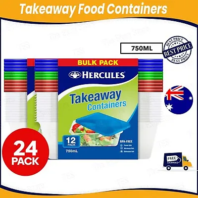 2 X 12pk Hercules 750mL Takeaway Food Containers NEW AU Free Shipping • $10.99