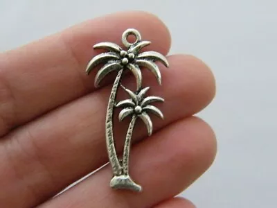 4 Palm Tree Charms Antique Silver Tone T144 • £2.71