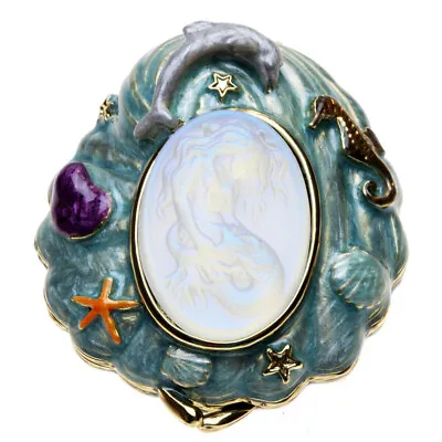 Kirks Folly Lorelei Mermaid Glass Dream Stone Small Hinged Treasure Box  Gt • $69