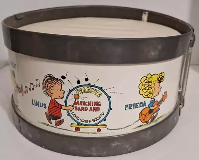 Vtg Chein Peanuts Marching Band Drum Snoopy Charlie Brown Lucy Metal 1963 • $39.99