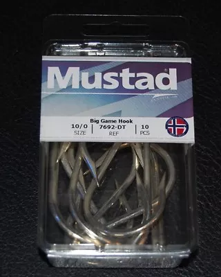 10 Mustad Big Game 7692DT Size 10/0 Tarpon And Tuna Hooks 7692DT-100 Duratin • $25.49