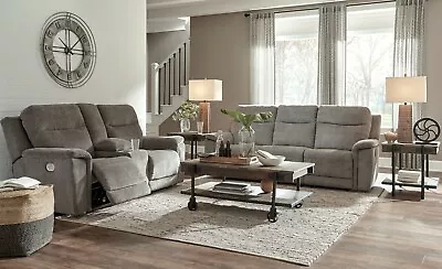 $1795 • Buy Ashley Furniture Mouttrie Power Reclining Sofa And Loveseat Living Room Set