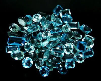 $17.52 • Buy 50 Ct Natural Aquamarine Blue Mix Shape CERTIFIED Loose Gemstone Ring Size Lot