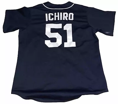 Vtg Majestic Ichiro Seattle Mariners Navy MLB Baseball SEWN Jersey Adult Large • $99