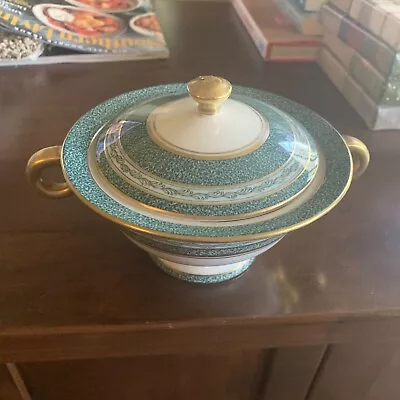 Mosaic Green Handled Sugar Bowl By HAVILAND NY • $95