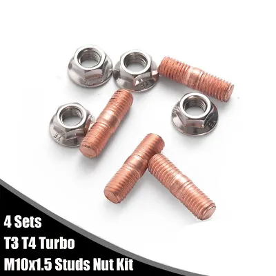 For T3 T4 Car Turbocharger Manifold M10 X 1.5 Studs Nuts Kit Alloy Steel 4 Sets • $15.26