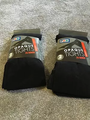 £10 • Buy Two Packs Pex 70 Denier Black Opaque Tights
