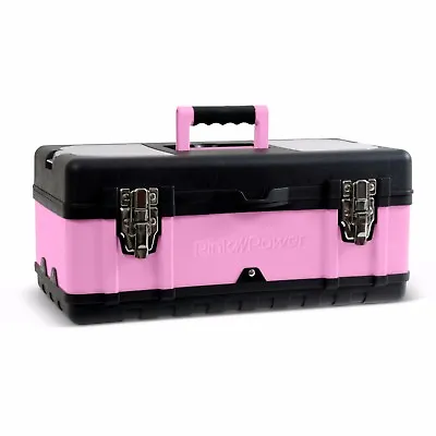 Pink Power Pink Tool Box For Women - 18  Small Metal & Plastic Portable • $37.99