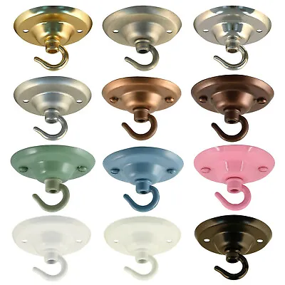 ElekTek Ceiling Rose Hook Plate Light Fitting Chandelier 75mm Dia. Choose Colour • £5.45