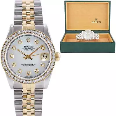 MINT Ladies Rolex 68273 Two Tone 18k Gold Steel 31mm Pearl Diamond Bezel Watch • $6892.13