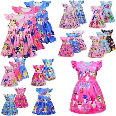 $19.99 • Buy Toddler Girls Baby Shark Princess Dress Kids Casual Fancy Dress Custome Clothes