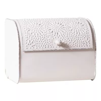 Rustic White Bread Box - Punched Tin Design • $80.96