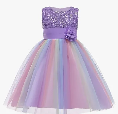 Kids Girls Baby Flower Bow Princess Tutu Dress Birthday Party Wedding Bridesmaid • £9.50