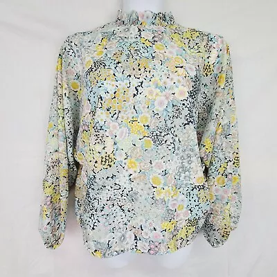 Vtg Womens Shirt Floral Print Long Sleeve Ruffle Tie Neckline Blouse Cottagecore • $29.99