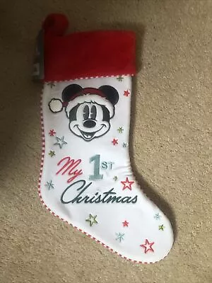 Disney Parks Mickey Mouse “My 1st Christmas” Stocking New W/tags • $8