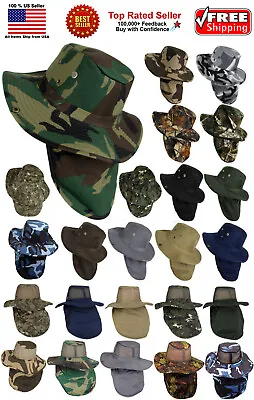 Fedora Sun Hat Neck Flap Cover Wide Brim Mesh Fishing Military Hiking Bonnie • $11.99