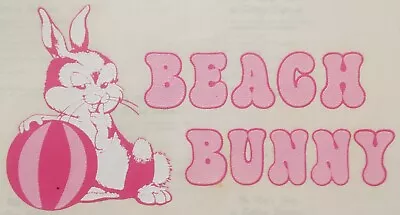Original Vintage Pink Beach Bunny Iron On Transfer Rabbit • $5
