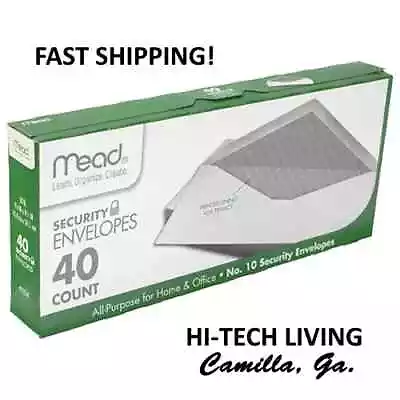 Mead SECURITY ENVELOPES No. 10 White 9.5  X 4.12  Printed Privacy Lining 40 Pack • $7.99