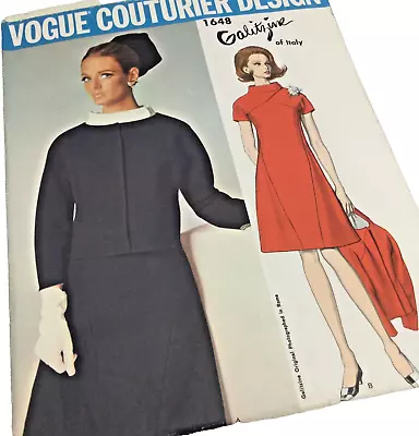 Vogue Couturier Design Pattern Galitzine #1648 Dress & Jacket Sz 10 Complete Vtg • $29.99