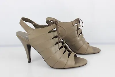 Minelli Court Shoes Sandals High Heel Spartan Leather Taupe T 39 Very Good Mint • $55.11