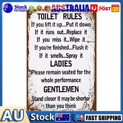 Toilet Rules Metal Plate Poster Bar Pub Tin Plaques Vintage Painting Wall Signs • $8.69