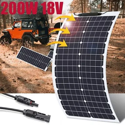 200W Watt Flexible Solar Panel 18V Mono Home RV Rooftop Camping Off-Grid Power • £101.99