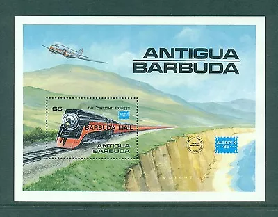 Barbuda 1986 Southern Pacific Daylight Express Minisheet  SG MS885 MNH  • $7